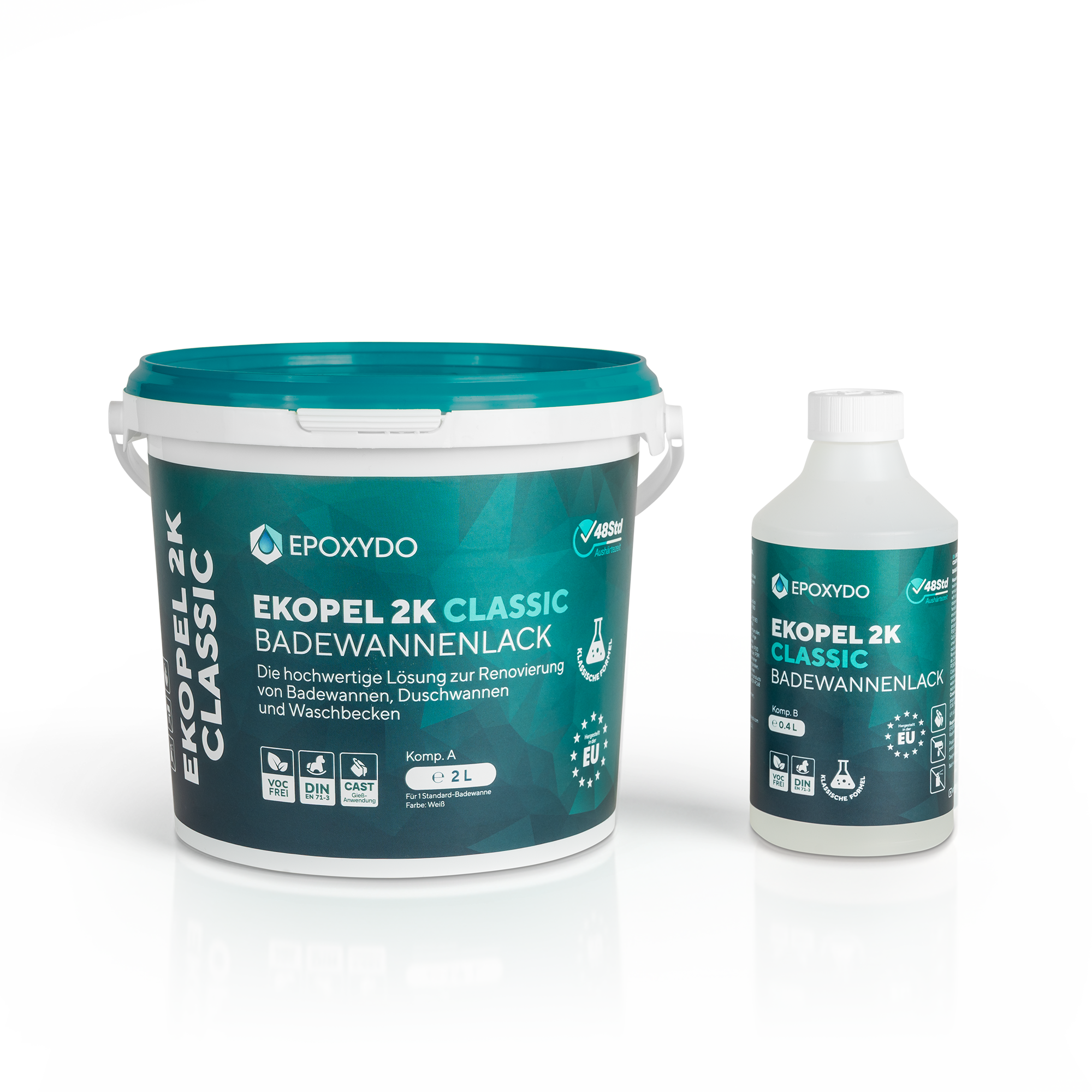 EKOPEL 2K-CLASSIC esmalte para bañeras. Kit completo. Tiempo de endurecimiento: 48 horas.